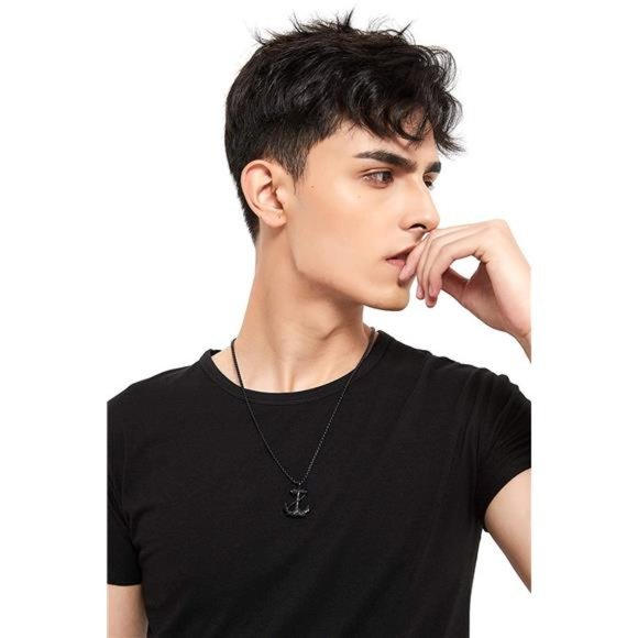 Lemu Jewelry Men's Nautical Anchor Necklace - Picture 7 of 7